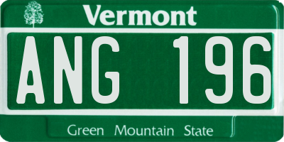 VT license plate ANG196