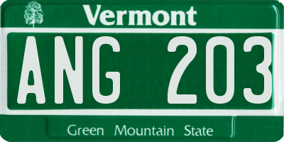 VT license plate ANG203