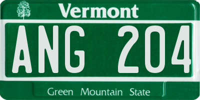 VT license plate ANG204