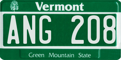 VT license plate ANG208