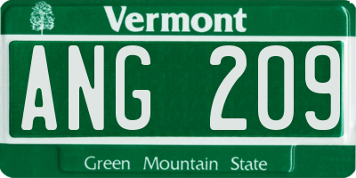 VT license plate ANG209