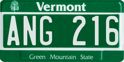 VT license plate ANG216