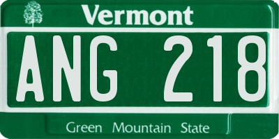VT license plate ANG218