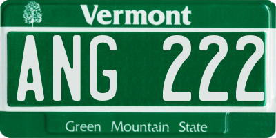 VT license plate ANG222