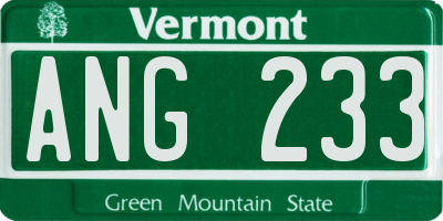 VT license plate ANG233