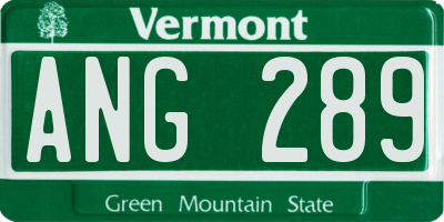 VT license plate ANG289