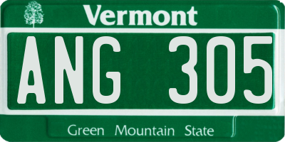 VT license plate ANG305