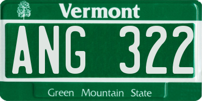 VT license plate ANG322