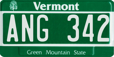 VT license plate ANG342