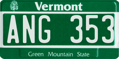 VT license plate ANG353