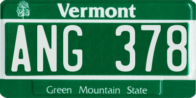 VT license plate ANG378