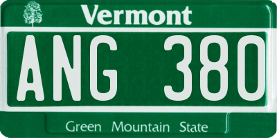 VT license plate ANG380