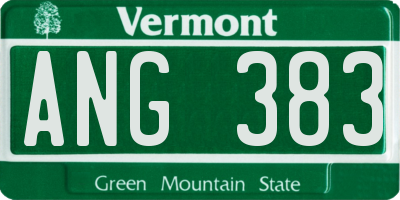 VT license plate ANG383