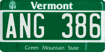 VT license plate ANG386