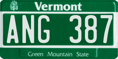 VT license plate ANG387
