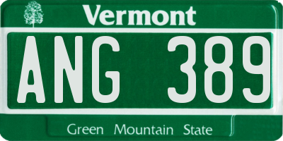 VT license plate ANG389