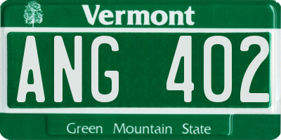 VT license plate ANG402