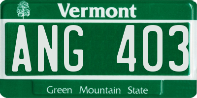 VT license plate ANG403