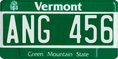 VT license plate ANG456