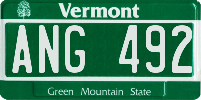 VT license plate ANG492