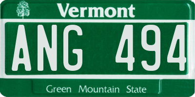 VT license plate ANG494