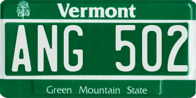 VT license plate ANG502