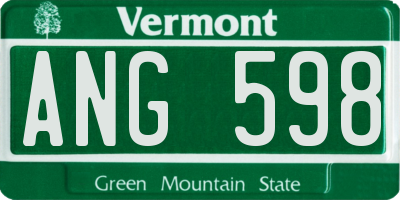 VT license plate ANG598