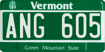 VT license plate ANG605