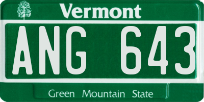 VT license plate ANG643