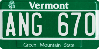 VT license plate ANG670