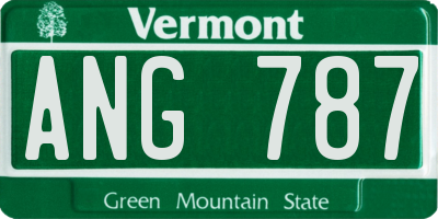 VT license plate ANG787