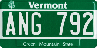 VT license plate ANG792