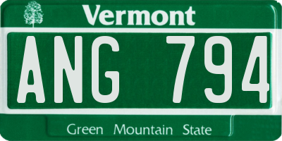 VT license plate ANG794
