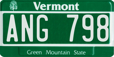 VT license plate ANG798