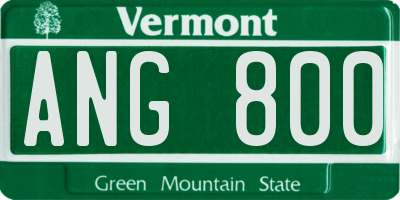 VT license plate ANG800