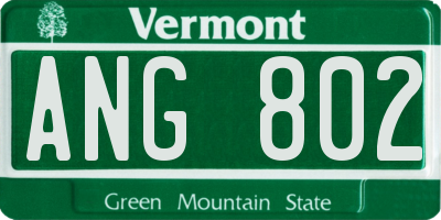 VT license plate ANG802