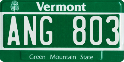 VT license plate ANG803