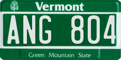 VT license plate ANG804