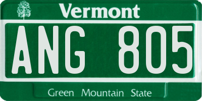 VT license plate ANG805