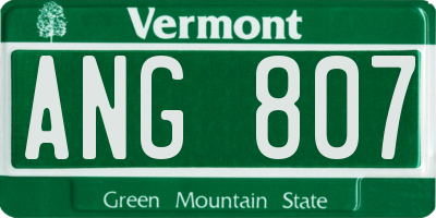 VT license plate ANG807