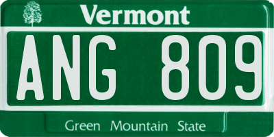 VT license plate ANG809
