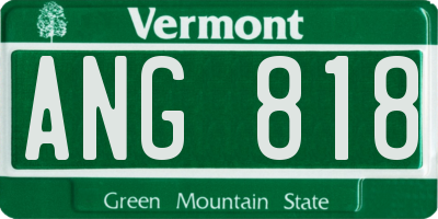 VT license plate ANG818