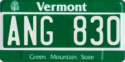 VT license plate ANG830