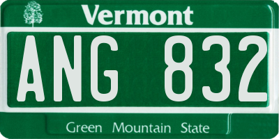 VT license plate ANG832