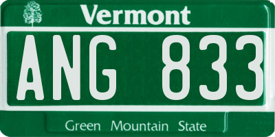 VT license plate ANG833