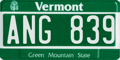 VT license plate ANG839