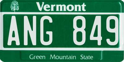 VT license plate ANG849