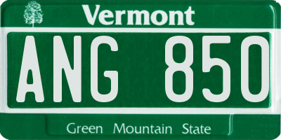 VT license plate ANG850