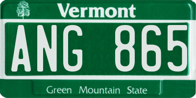 VT license plate ANG865