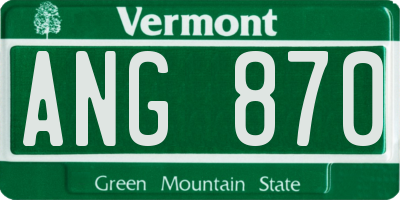 VT license plate ANG870